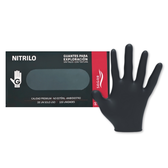 Guantes De Nitrilo Sagar Negro Talla G