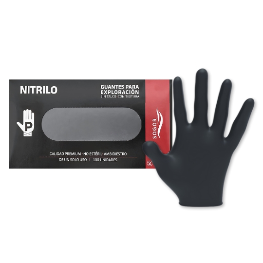 Guantes De Nitrilo Sagar Negro Talla P