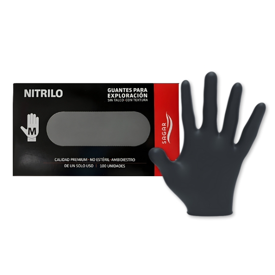 Guantes De Nitrilo Sagar Negro Talla M