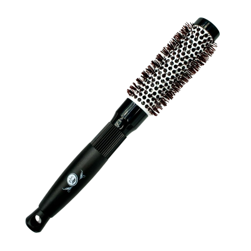 Cepillo Redondo Rolda Blanco con Negro Round Hair Brush - 25mm