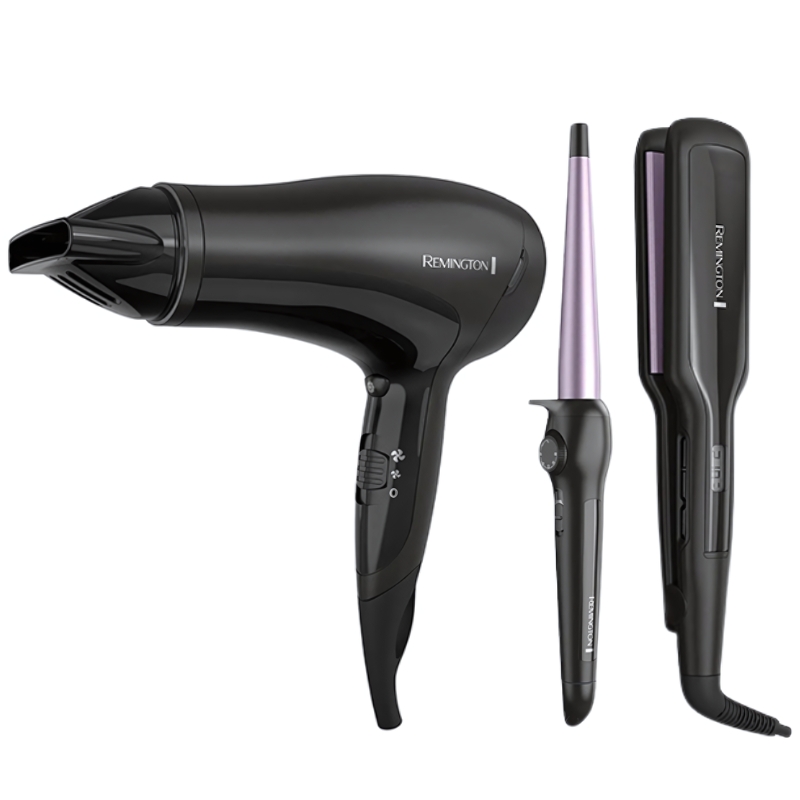 Combo Alisador + Secador+ Tenaza Morada Remington
