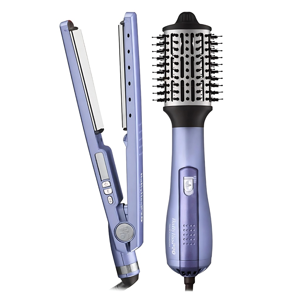 Combo De Plancha Ionica 1 1/4&quot;+ Cepillo  Hot Air Styling Purple