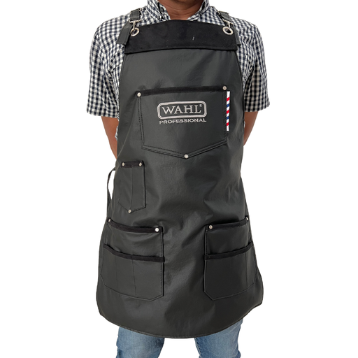 [GAB4] Delantal de Barbería Imitación Cuero Negro Liso Wahl