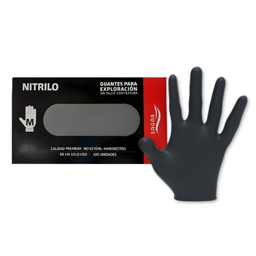 [PMQ-15977-M] Guantes De Nitrilo Sagar Negro Talla M