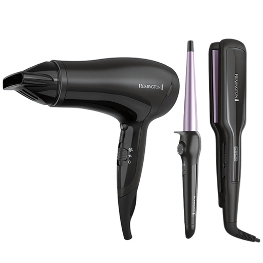 [S5520-D3015MLF] Combo Alisador + Secador+ Tenaza Morada Remington